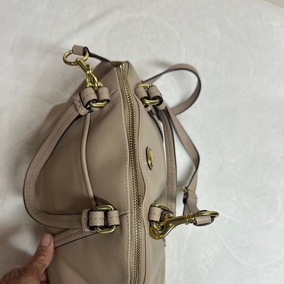 COACH Peyton Sand Beige Taupe Leather Cora Dome Satchel Handbag Purse - Picture 9 of 16